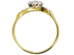 Edwardian 18ct Gold & Platinum Crossover Diamond Cluster Ring -Antique Jewellery Company DSC08554