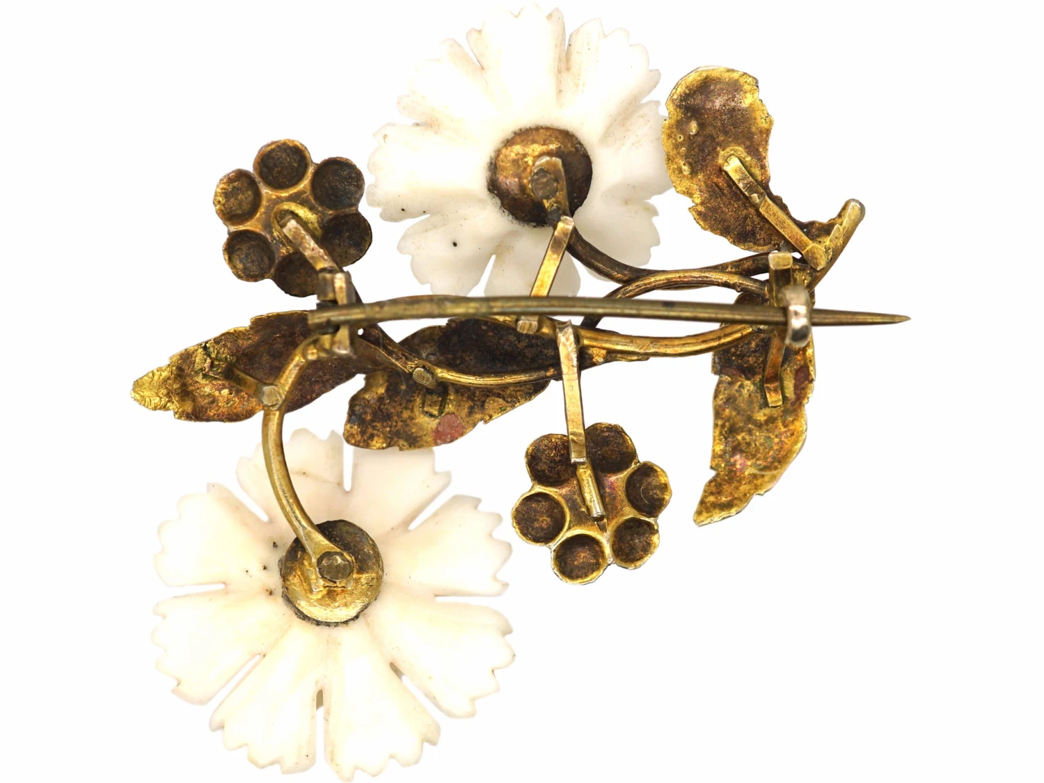 Georgian Two Colour 15ct Gold, White Coral & Turquoise Botanical Brooch 5 Georgian Two Colour 15ct Gold, White Coral & Turquoise Botanical Brooch - Image 3
