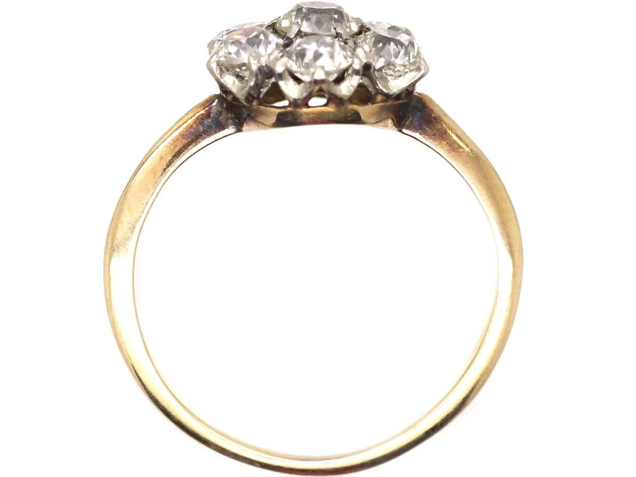 Edwardian 18ct Gold, Old Mine Cut Diamond Daisy Cluster Ring 4 Edwardian 18ct Gold, Old Mine Cut Diamond Daisy Cluster Ring - Image 2
