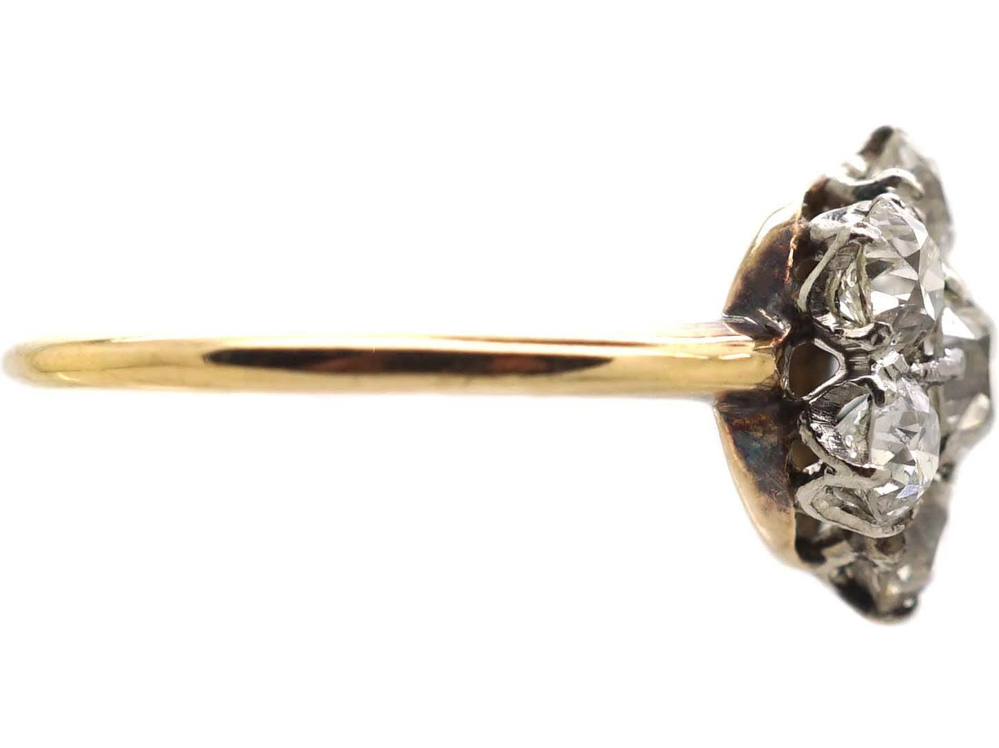 Edwardian 18ct Gold, Old Mine Cut Diamond Daisy Cluster Ring 6 Edwardian 18ct Gold, Old Mine Cut Diamond Daisy Cluster Ring - Image 4