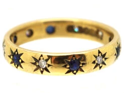 Retro 18ct Gold Ring Set With Alternate Sapphires & Diamonds -Antique Jewellery Company DSC08644