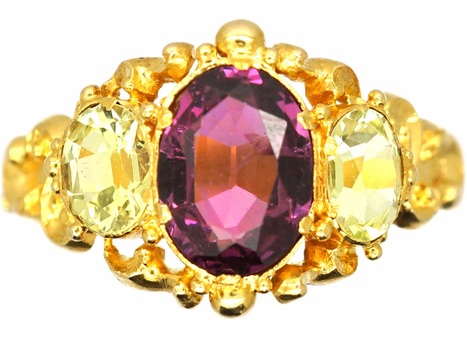 Regency 18ct Gold, Chrysolite & Almandine Garnet Ring 3 Regency 18ct Gold, Chrysolite & Almandine Garnet Ring