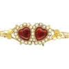 Edwardian 15ct Gold, Red Enamel & Natural Split Pearl Double Heart Bangle 2 Edwardian 15ct Gold, Red Enamel & Natural Split Pearl Double Heart Bangle -Antique Jewellery Company DSC08677