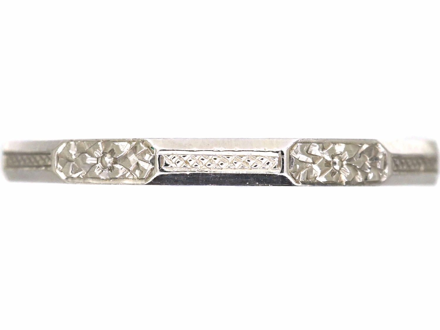 Art Deco Platinum Wedding Ring With Engraved Orange Blossom Detail 3 Art Deco Platinum Wedding Ring With Engraved Orange Blossom Detail