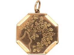 Edwardian 9ct Back & Front Octagonal Shaped Locket With Swallow Motif 9 Edwardian 9ct Back & Front Octagonal Shaped Locket With Swallow Motif -Antique Jewellery Company DSC08681