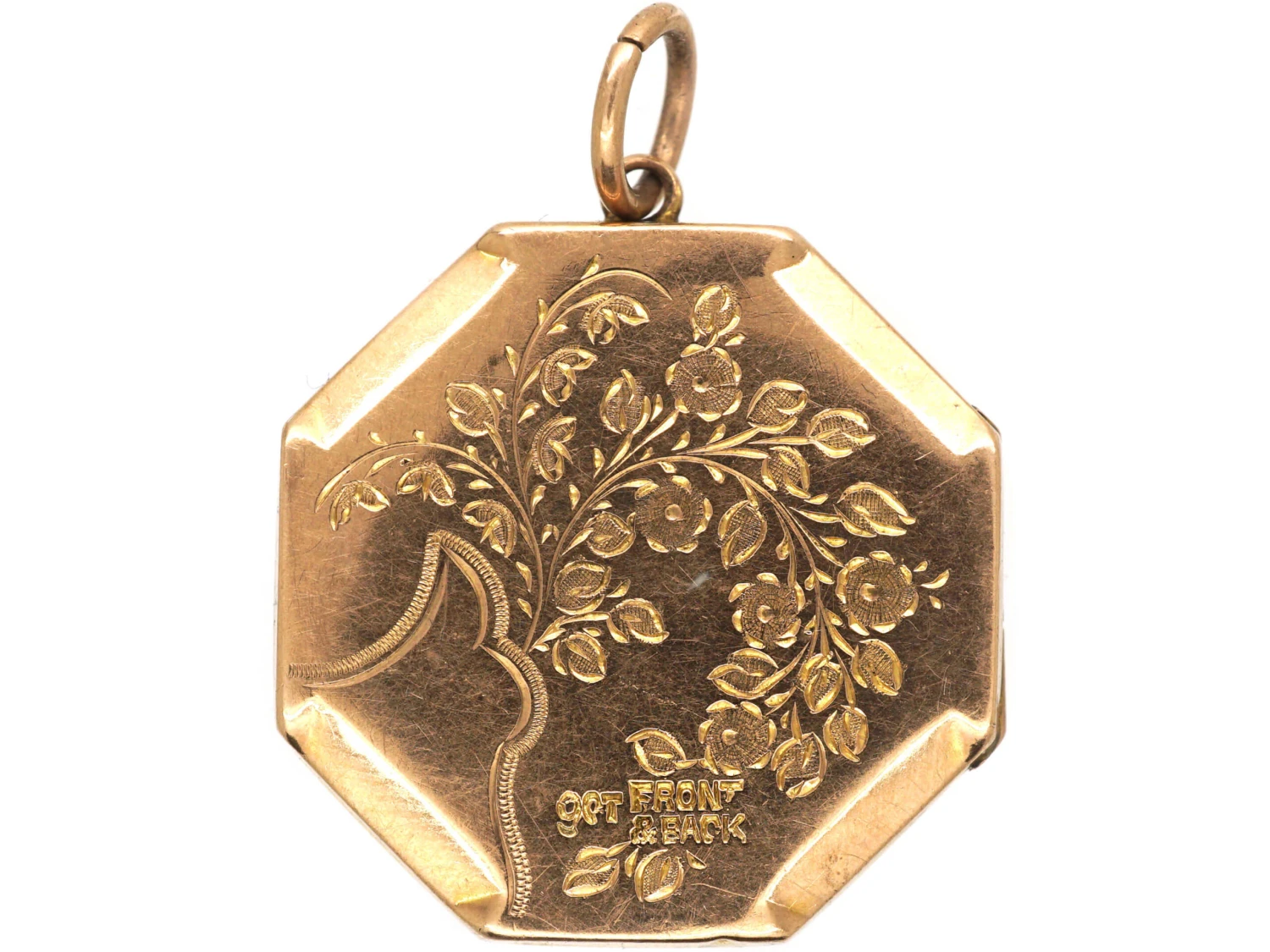 Edwardian 9ct Back & Front Octagonal Shaped Locket With Swallow Motif 6 Edwardian 9ct Back & Front Octagonal Shaped Locket With Swallow Motif - Image 4