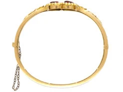 Edwardian 15ct Gold, Red Enamel & Natural Split Pearl Double Heart Bangle 11 Edwardian 15ct Gold, Red Enamel & Natural Split Pearl Double Heart Bangle -Antique Jewellery Company DSC08682 1
