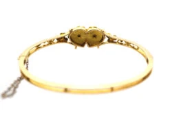 Edwardian 15ct Gold, Red Enamel & Natural Split Pearl Double Heart Bangle 13 Edwardian 15ct Gold, Red Enamel & Natural Split Pearl Double Heart Bangle -Antique Jewellery Company DSC08683