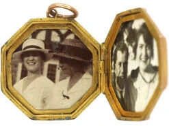 Edwardian 9ct Back & Front Octagonal Shaped Locket With Swallow Motif 7 Edwardian 9ct Back & Front Octagonal Shaped Locket With Swallow Motif -Antique Jewellery Company DSC08687 1