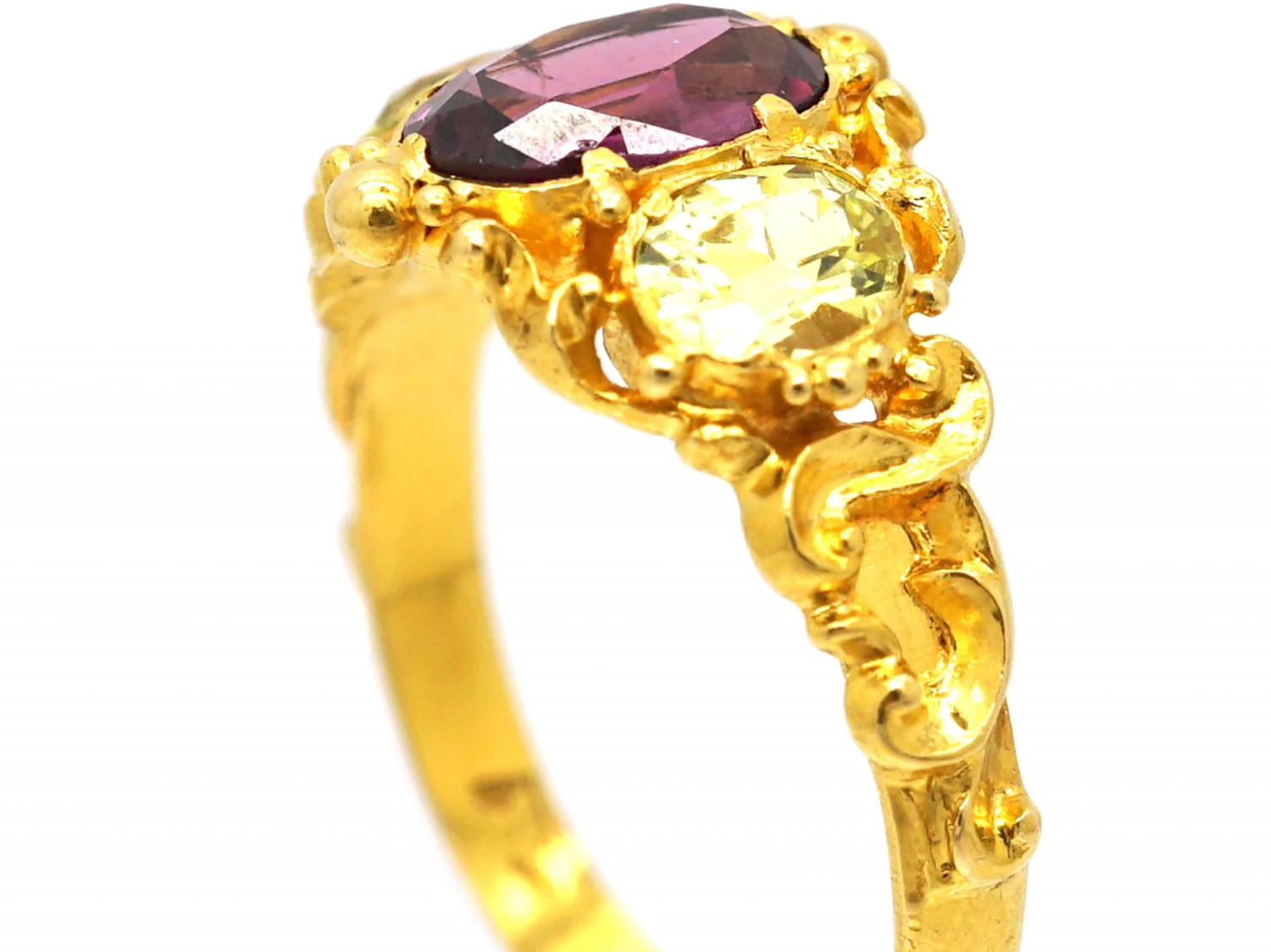 Regency 18ct Gold, Chrysolite & Almandine Garnet Ring 4 Regency 18ct Gold, Chrysolite & Almandine Garnet Ring - Image 2