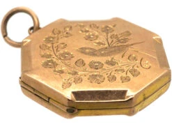 Edwardian 9ct Back & Front Octagonal Shaped Locket With Swallow Motif 8 Edwardian 9ct Back & Front Octagonal Shaped Locket With Swallow Motif -Antique Jewellery Company DSC08698 1