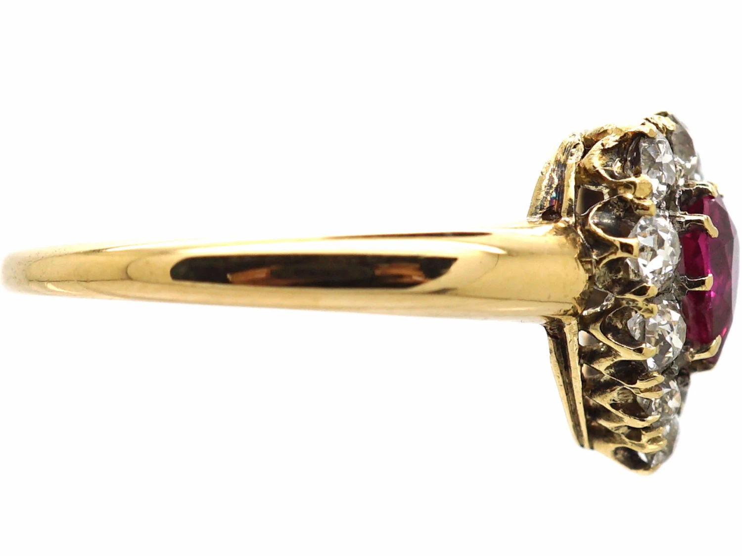 Edwardian 18ct Gold, Ruby & Diamond Pear Shaped Ring 7 Edwardian 18ct Gold, Ruby & Diamond Pear Shaped Ring - Image 5