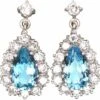 18ct White Gold, Pear Shaped Aquamarine & Diamond Drop Earrings -Antique Jewellery Company DSC08735 scaled 1
