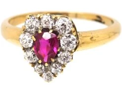 Edwardian 18ct Gold, Ruby & Diamond Pear Shaped Ring 13 Edwardian 18ct Gold, Ruby & Diamond Pear Shaped Ring -Antique Jewellery Company DSC08736 scaled 1