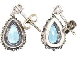 18ct White Gold, Pear Shaped Aquamarine & Diamond Drop Earrings 5 18ct White Gold, Pear Shaped Aquamarine & Diamond Drop Earrings -Antique Jewellery Company DSC08743 scaled 1