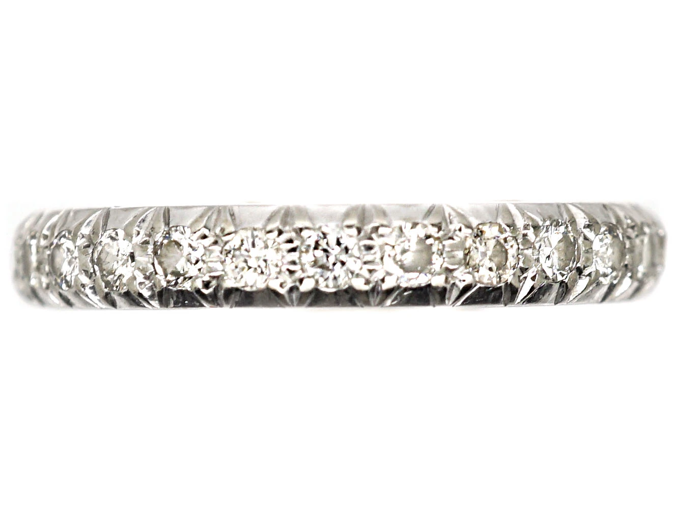 French Early 20th Century 18ct White Gold Eternity Ring Set With Diamonds 3 French Early 20th Century 18ct White Gold Eternity Ring Set With Diamonds