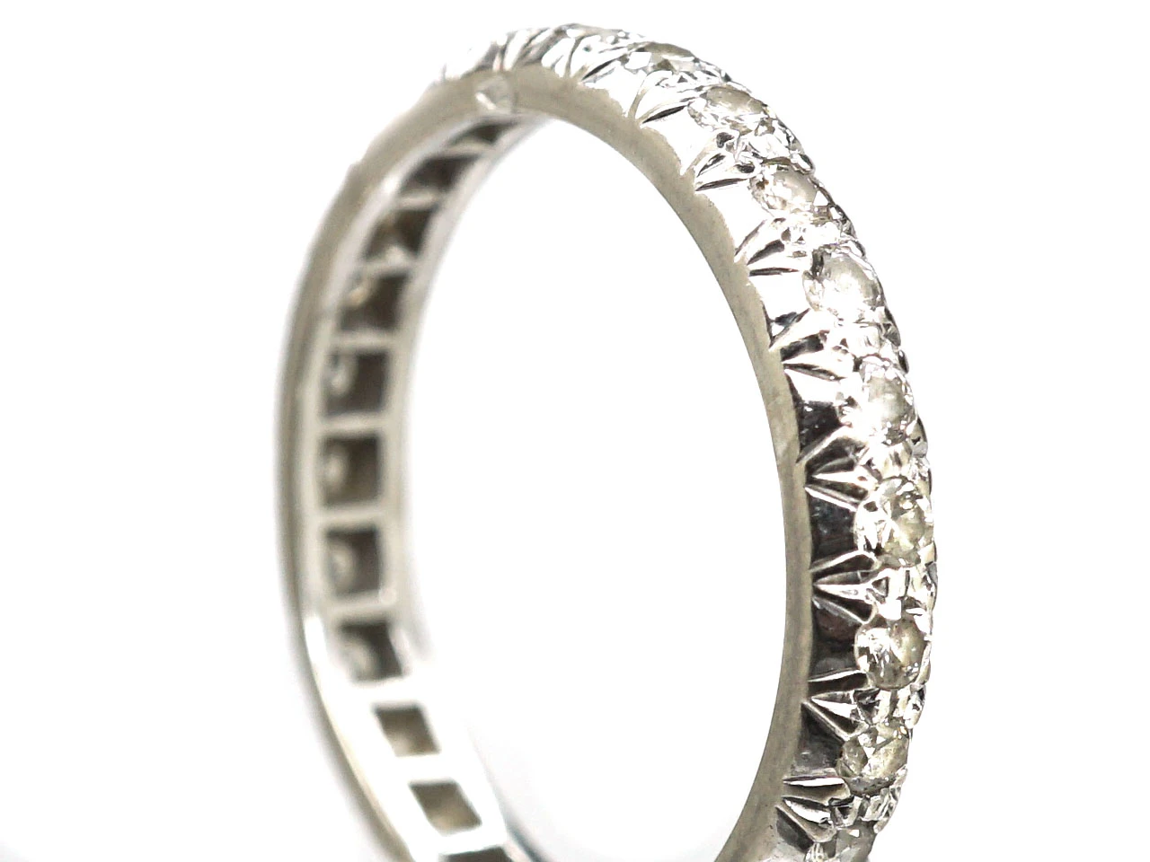 French Early 20th Century 18ct White Gold Eternity Ring Set With Diamonds 4 French Early 20th Century 18ct White Gold Eternity Ring Set With Diamonds - Image 2