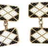 Silver & Black & White Rectangular Cufflinks -Antique Jewellery Company DSC08799