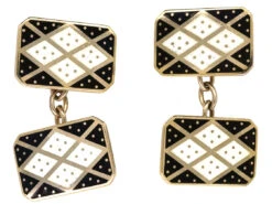 Silver & Black & White Rectangular Cufflinks