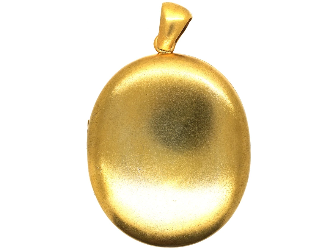 Victorian Large Silver Gilt Oval Locket 3 Victorian Large Silver Gilt Oval Locket