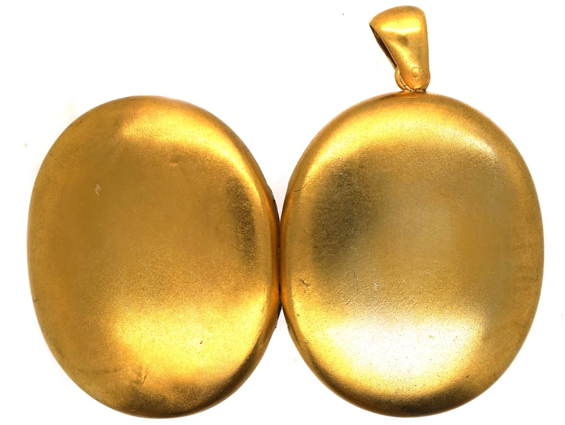 Victorian Large Silver Gilt Oval Locket 5 Victorian Large Silver Gilt Oval Locket - Image 3