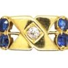 Edwardian 18ct Gold Kiss Ring Set With A Diamond & Sapphires