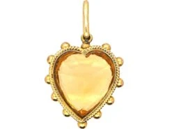 Edwardian 15ct Gold Heart Shaped Pendant Set With A Citrine -Antique Jewellery Company DSC08850