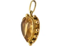 Edwardian 15ct Gold Heart Shaped Pendant Set With A Citrine -Antique Jewellery Company DSC08858