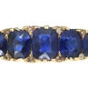 Victorian 18ct Gold Five Stone Sapphire & Rose Diamond Carved Half Hoop Ring