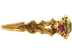Regency 15ct Gold, Chrysolite & Ruby Ring -Antique Jewellery Company DSC08876 scaled 1