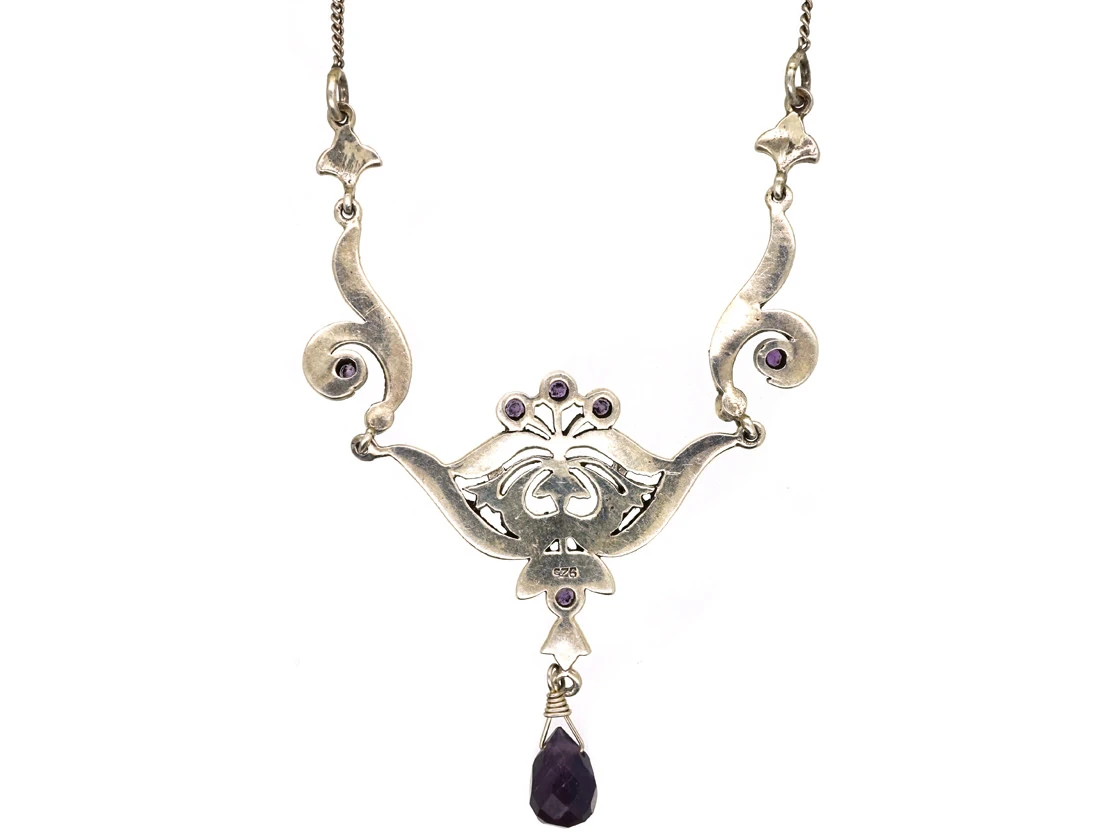 Silver, Marcasite & Amethyst Necklace 7 Silver, Marcasite & Amethyst Necklace - Image 5