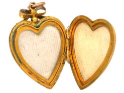 Edwardian 9ct Gold Back & Front Heart Shaped Locket With Swallow & Flowers Motif -Antique Jewellery Company DSC08883