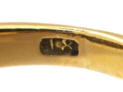 Victorian 18ct Gold Five Stone Sapphire & Rose Diamond Carved Half Hoop Ring -Antique Jewellery Company DSC08898