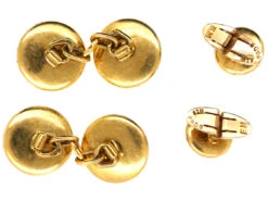 Art Deco 18ct Gold, Platinum, & Cabochon Sapphire Cufflinks & Studs Dress Set -Antique Jewellery Company DSC08900