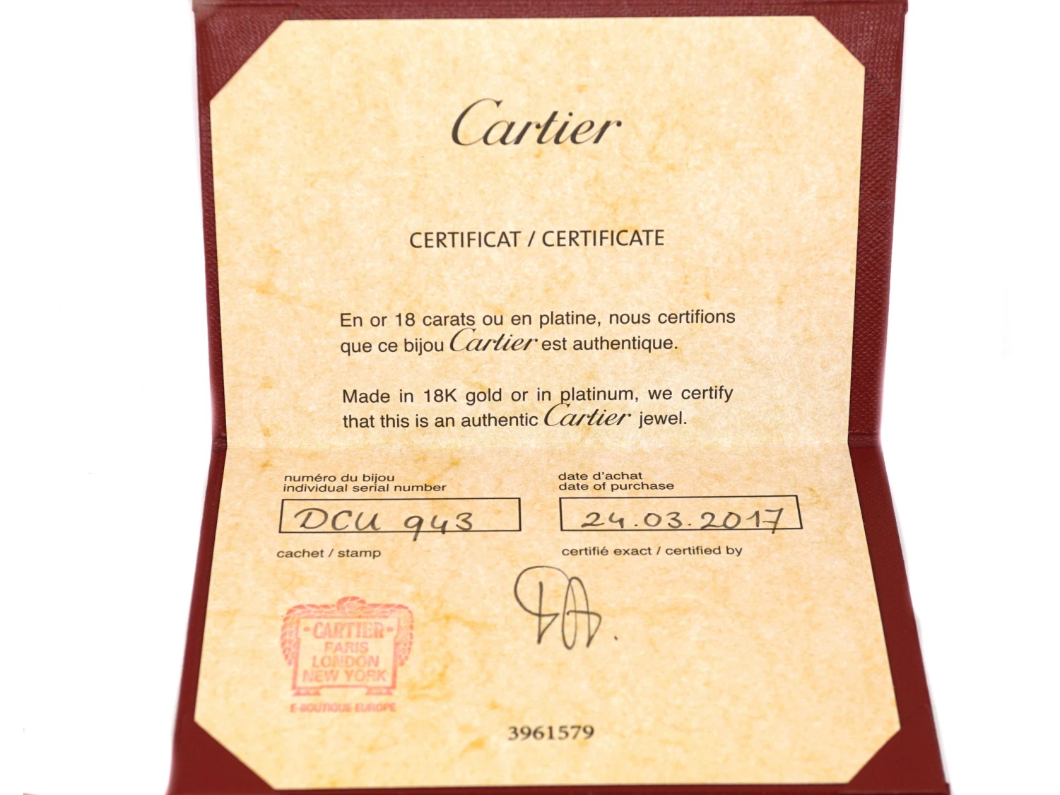 Three Colour 18ct Gold Trinity Ring By Cartier Set With Five Diamonds 8 Three Colour 18ct Gold Trinity Ring By Cartier Set With Five Diamonds - Image 6