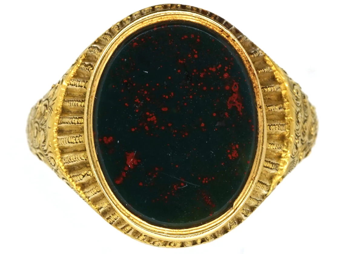 Victorian 18ct Gold & Bloodstone Signet Ring 3 Victorian 18ct Gold & Bloodstone Signet Ring