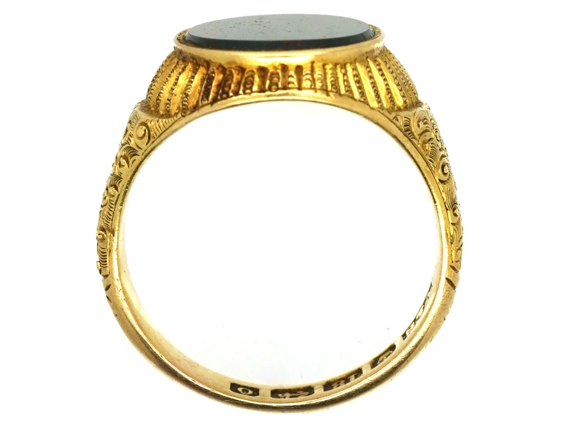 Victorian 18ct Gold & Bloodstone Signet Ring 7 Victorian 18ct Gold & Bloodstone Signet Ring - Image 5