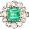 Early 20th Century 18ct Gold And Platinum Emerald And Diamond Cluster Ring 1 Early 20th Century 18ct Gold And Platinum Emerald And Diamond Cluster Ring -Antique Jewellery Company DSC08927