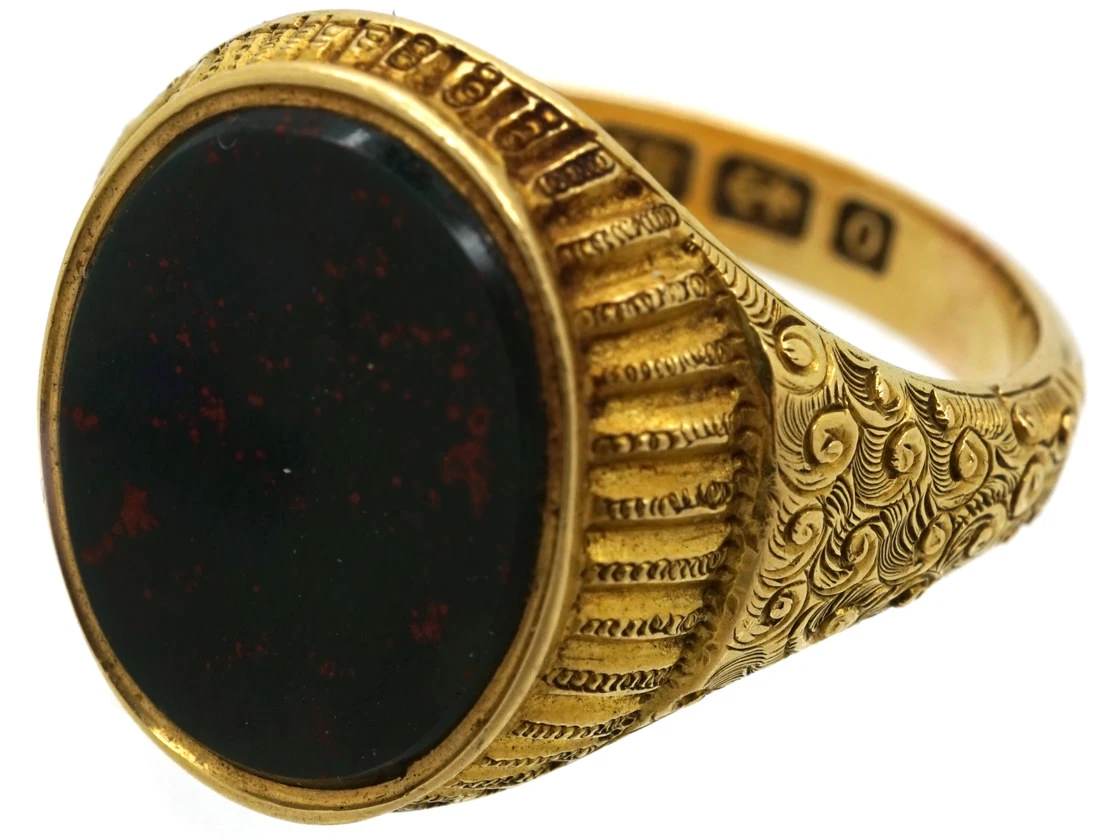 Victorian 18ct Gold & Bloodstone Signet Ring 10 Victorian 18ct Gold & Bloodstone Signet Ring - Image 8