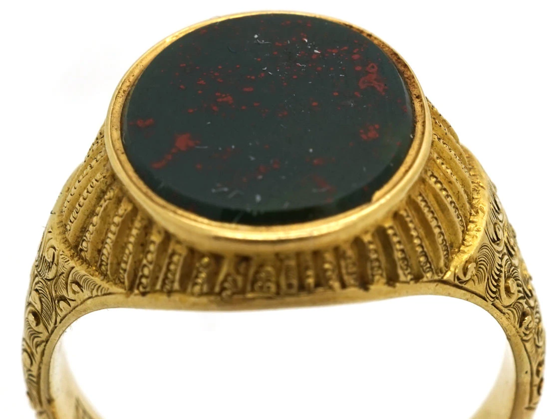 Victorian 18ct Gold & Bloodstone Signet Ring 5 Victorian 18ct Gold & Bloodstone Signet Ring - Image 3