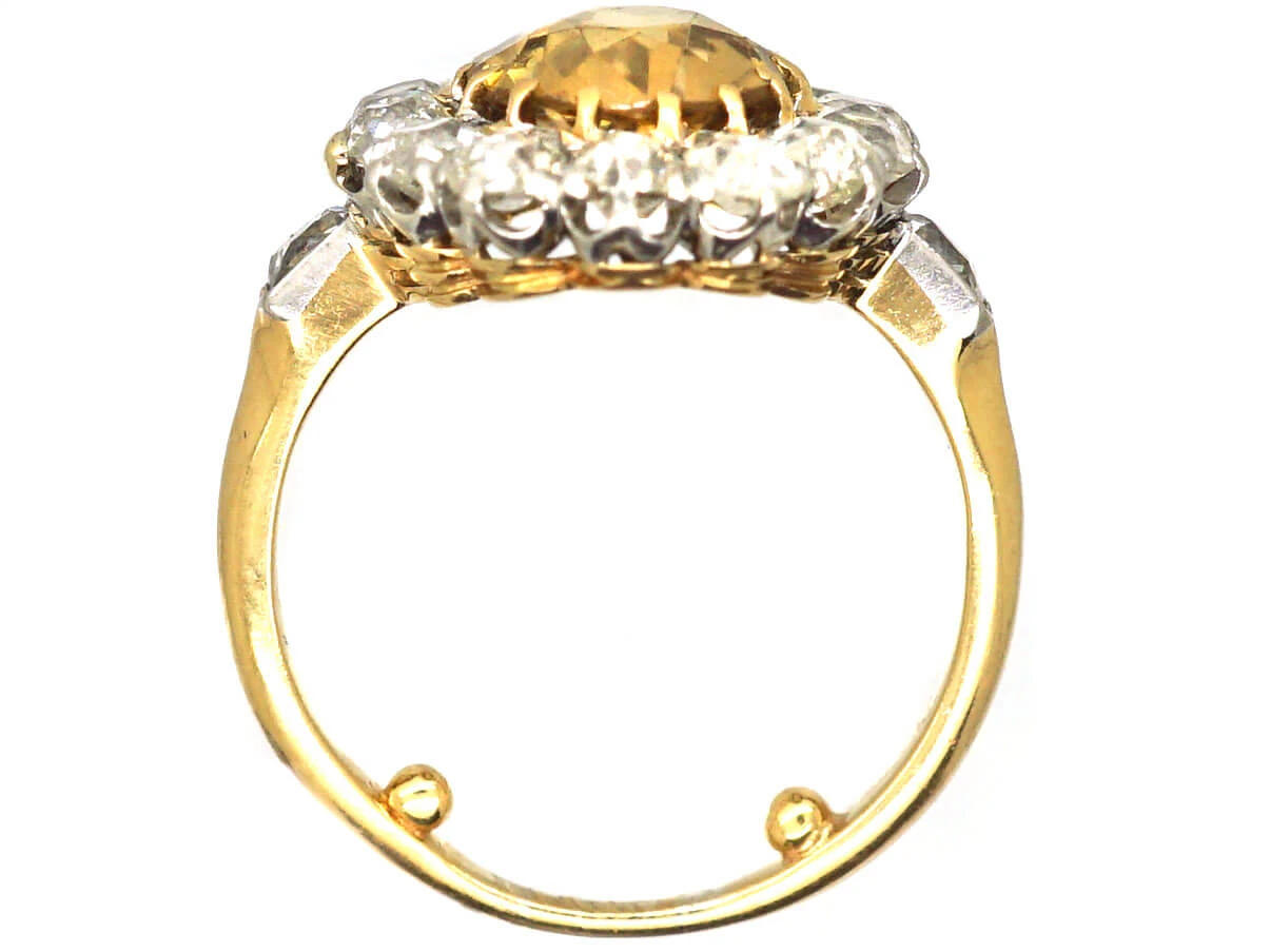 Early 20th Century 18ct Gold & Platinum, French Import Zircon & Diamond Cluster Ring With Diamond Set Shoulders 5 Early 20th Century 18ct Gold & Platinum, French Import Zircon & Diamond Cluster Ring With Diamond Set Shoulders - Image 3