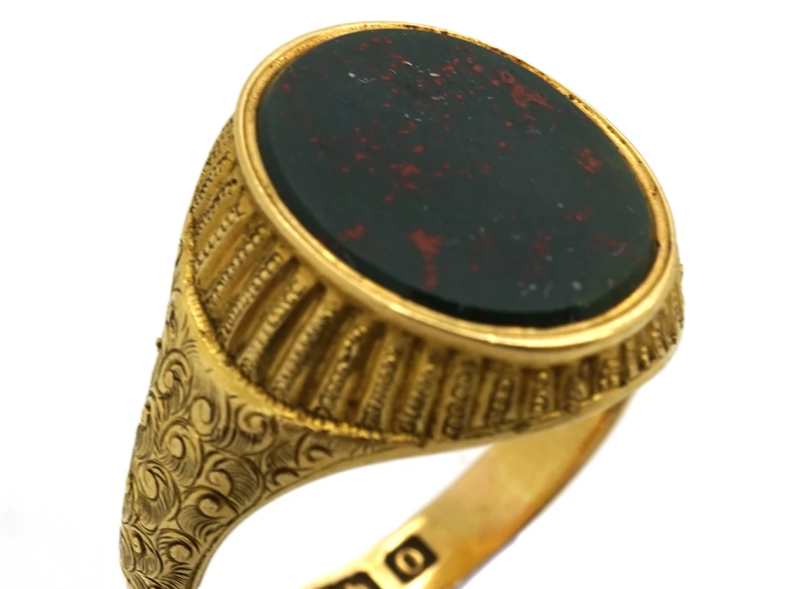 Victorian 18ct Gold & Bloodstone Signet Ring 6 Victorian 18ct Gold & Bloodstone Signet Ring - Image 4