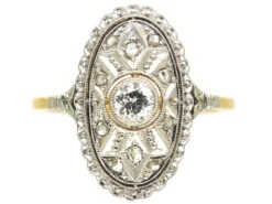 Art Deco 14ct Gold Oval Diamond Cluster Ring