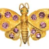 Regency 15ct Gold Butterfly Brooch Set With Garnets & Cabochon Emerald Eyes 1 Regency 15ct Gold Butterfly Brooch Set With Garnets & Cabochon Emerald Eyes -Antique Jewellery Company DSC08958