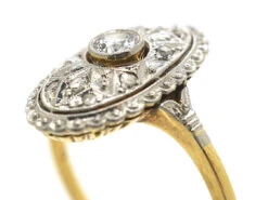 Art Deco 14ct Gold Oval Diamond Cluster Ring -Antique Jewellery Company DSC08961 1