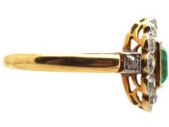 Early 20th Century 18ct Gold And Platinum Emerald And Diamond Cluster Ring -Antique Jewellery Company DSC08961