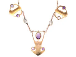 Art Nouveau 9ct Gold Necklace Set With Amethysts & Pearls 12 Art Nouveau 9ct Gold Necklace Set With Amethysts & Pearls -Antique Jewellery Company DSC08970 1