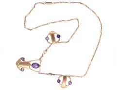 Art Nouveau 9ct Gold Necklace Set With Amethysts & Pearls 15 Art Nouveau 9ct Gold Necklace Set With Amethysts & Pearls -Antique Jewellery Company DSC08972 2