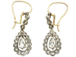 Edwardian Platinum, Pear Shaped Diamond Drop Earrings -Antique Jewellery Company DSC08972