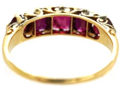 Victorian Carved Half Hoop 18ct Gold Five Stone Ruby Ring 16 Victorian Carved Half Hoop 18ct Gold Five Stone Ruby Ring -Antique Jewellery Company DSC08975